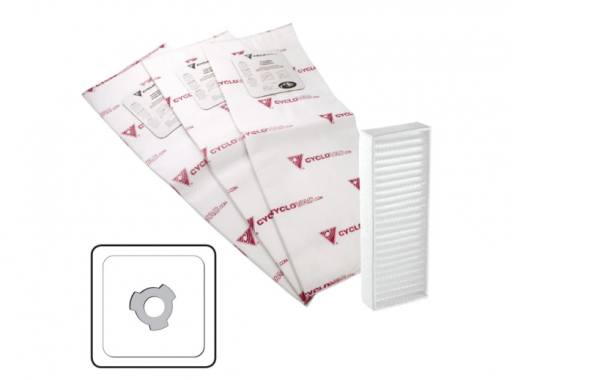 Sac électrostatique robuste - 3 dents - Paquet de 3 sacs et 1 filtre à poussière de carbone inclus - 5 gal (22 l)